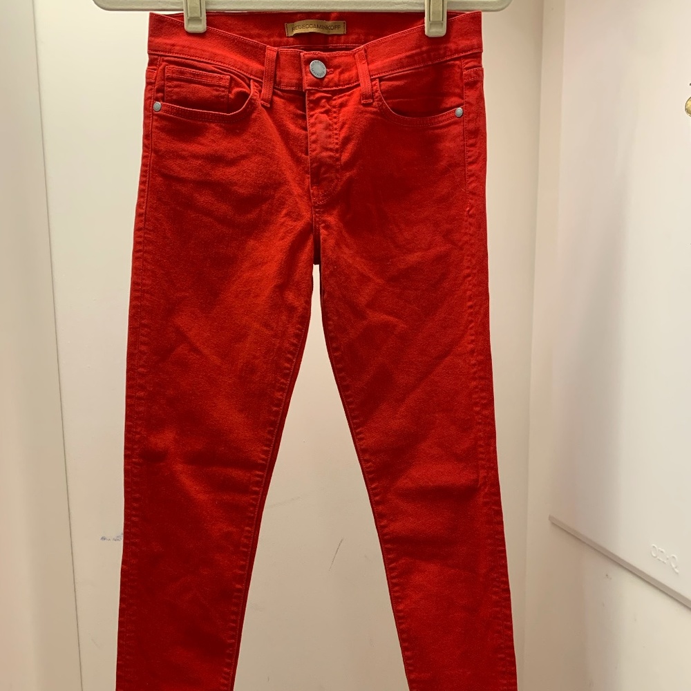 Rebecca Minkoff Red Midrise Skinny Jeans size 27